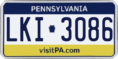 PA license plate LKI3086