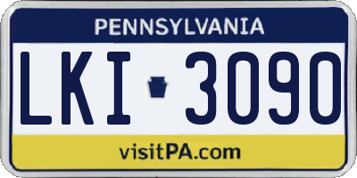 PA license plate LKI3090
