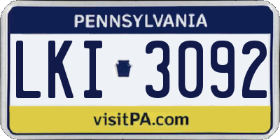 PA license plate LKI3092