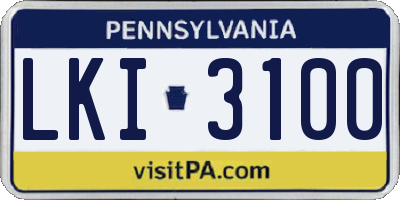 PA license plate LKI3100