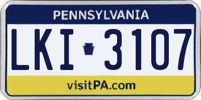 PA license plate LKI3107
