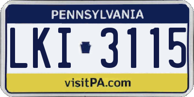 PA license plate LKI3115