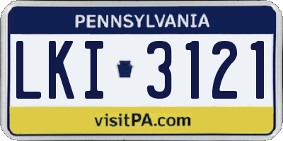 PA license plate LKI3121