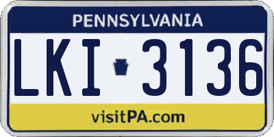PA license plate LKI3136