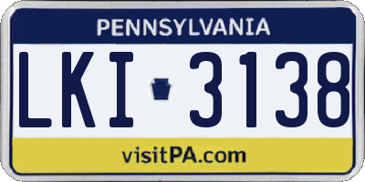 PA license plate LKI3138