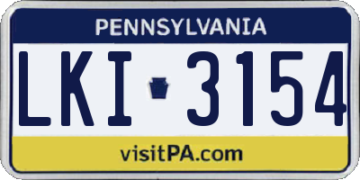 PA license plate LKI3154