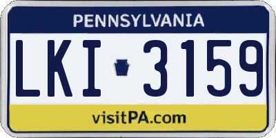 PA license plate LKI3159