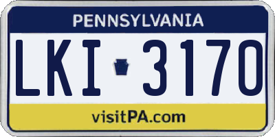 PA license plate LKI3170