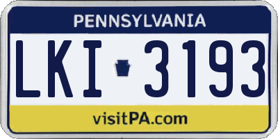 PA license plate LKI3193
