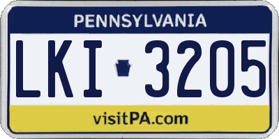 PA license plate LKI3205