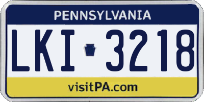 PA license plate LKI3218