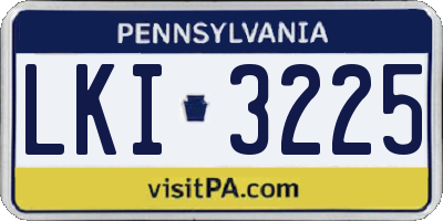 PA license plate LKI3225