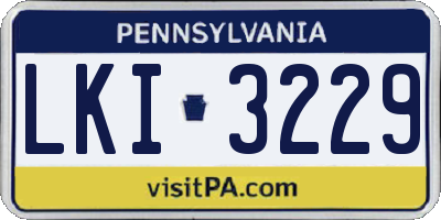 PA license plate LKI3229