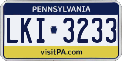 PA license plate LKI3233