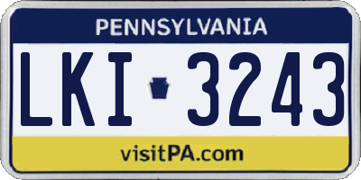 PA license plate LKI3243