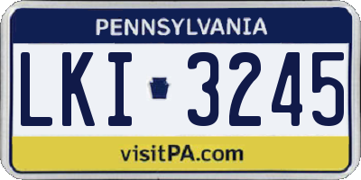 PA license plate LKI3245