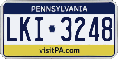 PA license plate LKI3248