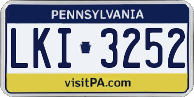 PA license plate LKI3252