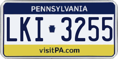 PA license plate LKI3255