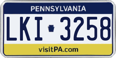 PA license plate LKI3258