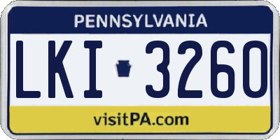 PA license plate LKI3260