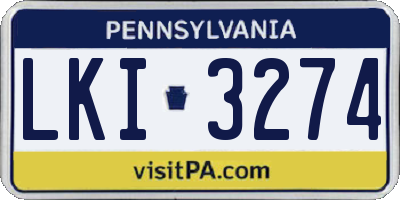 PA license plate LKI3274