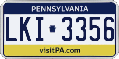 PA license plate LKI3356