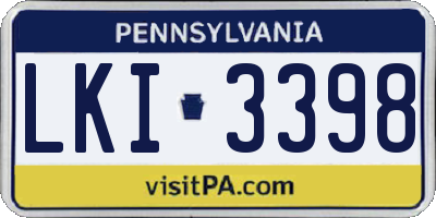PA license plate LKI3398