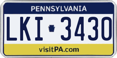 PA license plate LKI3430