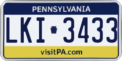 PA license plate LKI3433