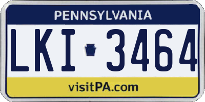 PA license plate LKI3464