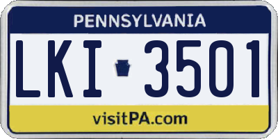 PA license plate LKI3501