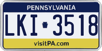 PA license plate LKI3518