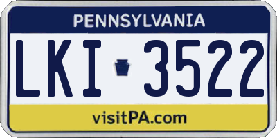 PA license plate LKI3522