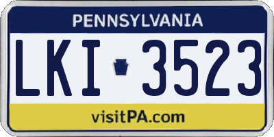 PA license plate LKI3523