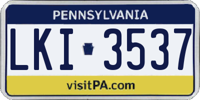 PA license plate LKI3537