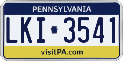PA license plate LKI3541