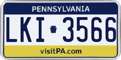 PA license plate LKI3566