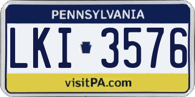 PA license plate LKI3576