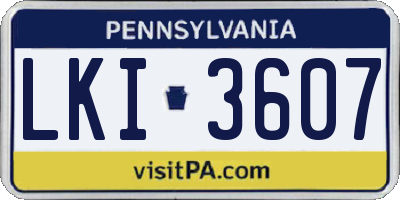 PA license plate LKI3607