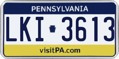 PA license plate LKI3613