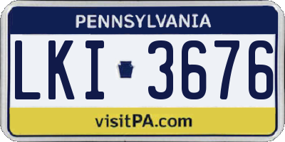PA license plate LKI3676