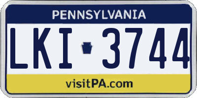 PA license plate LKI3744