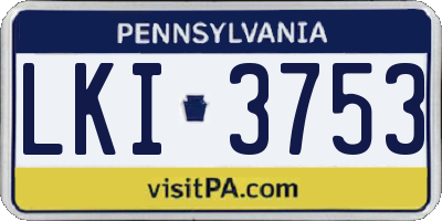 PA license plate LKI3753