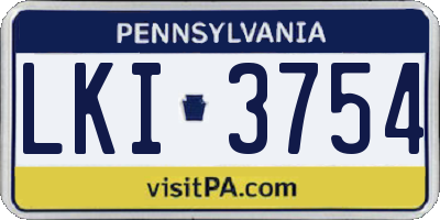 PA license plate LKI3754