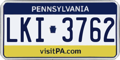 PA license plate LKI3762