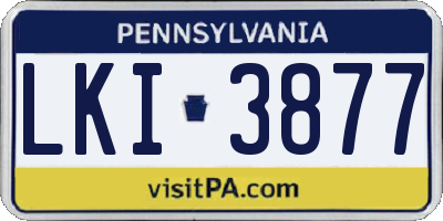 PA license plate LKI3877
