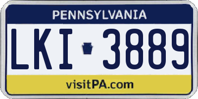 PA license plate LKI3889