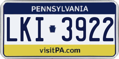 PA license plate LKI3922