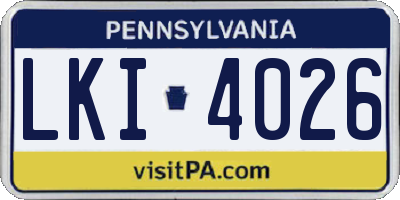 PA license plate LKI4026